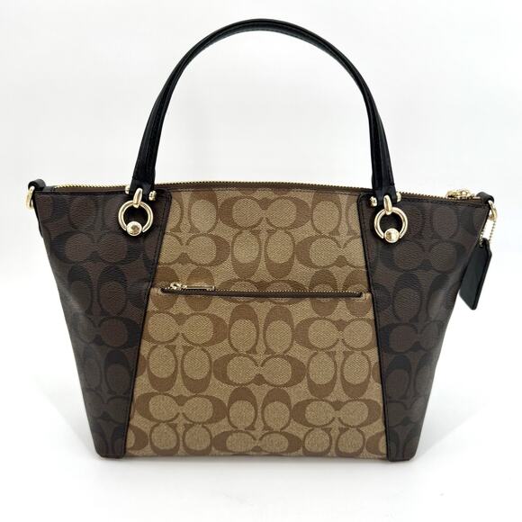 Coach C6838 Kacey Satchel In Colorblock/Blocked Signature Canvas/Brown & Black - Picture 9 of 16